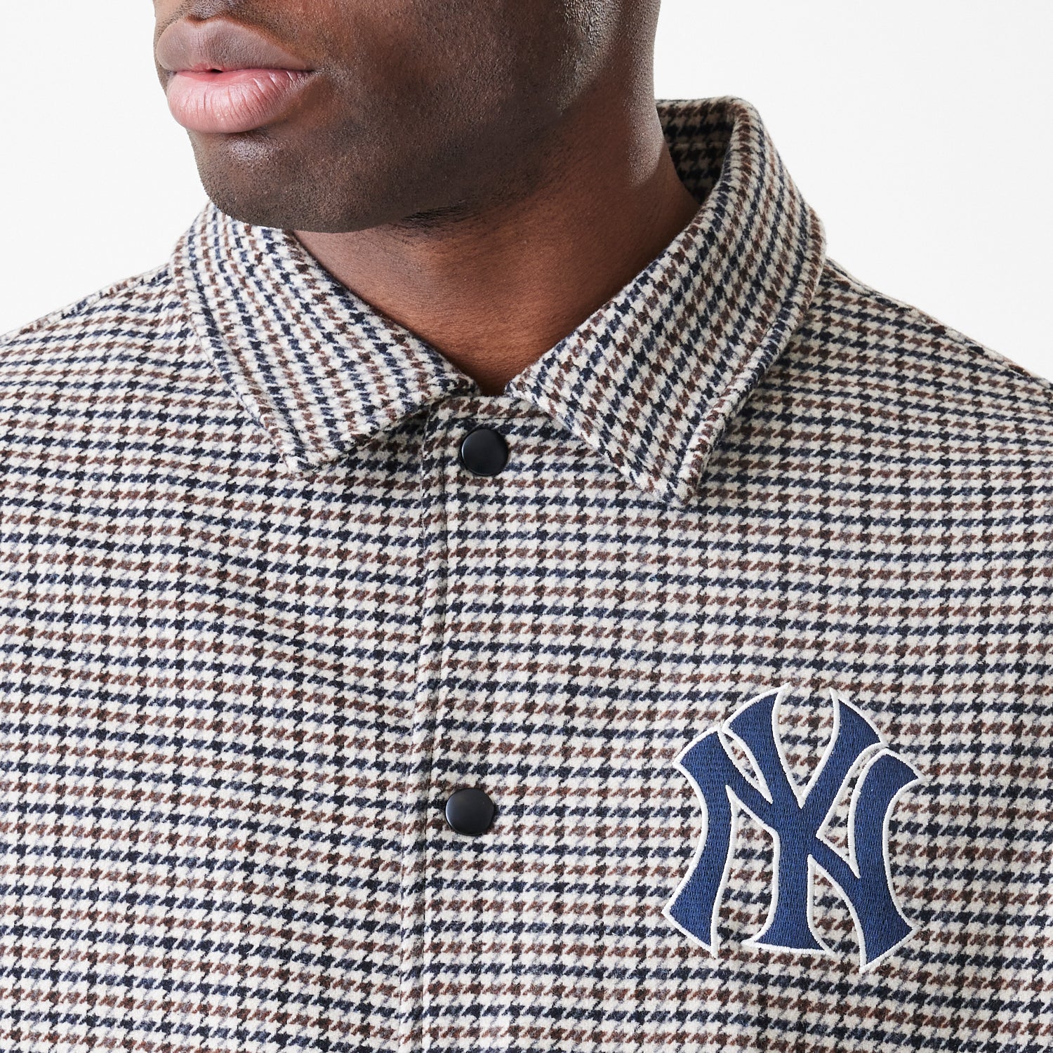 New Era - MLB Check Coaches Jacket - New York Yankees - Brown - Headz Up 