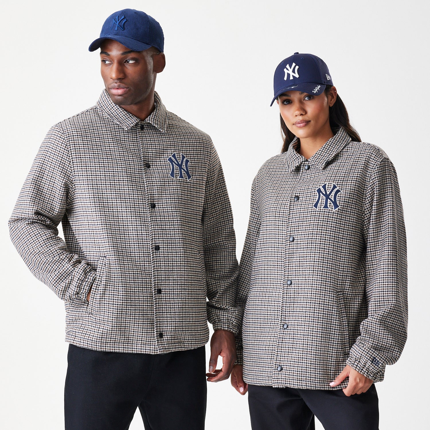 New Era - MLB Check Coaches Jacket - New York Yankees - Brown - Headz Up 