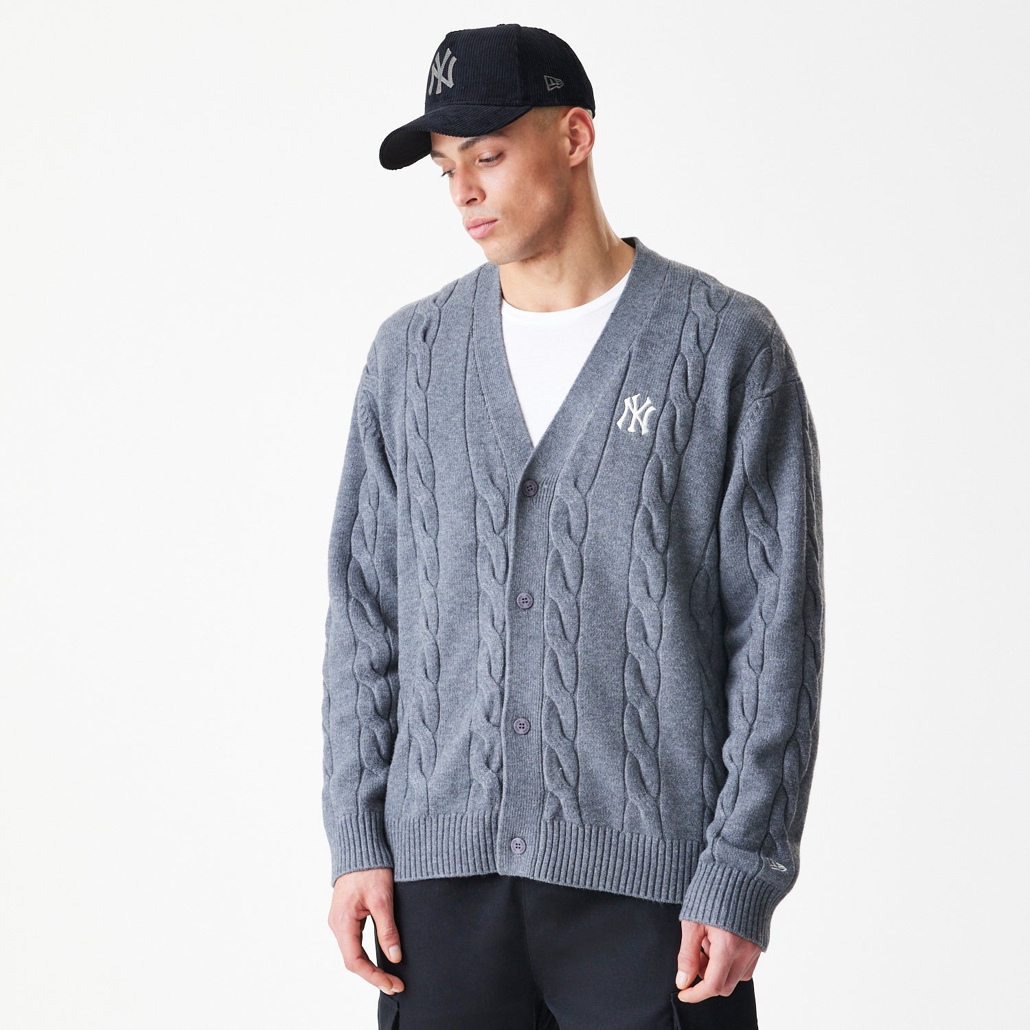 New Era - MLB KNIT Cardigan - New York Yankees - Grey - Headz Up 