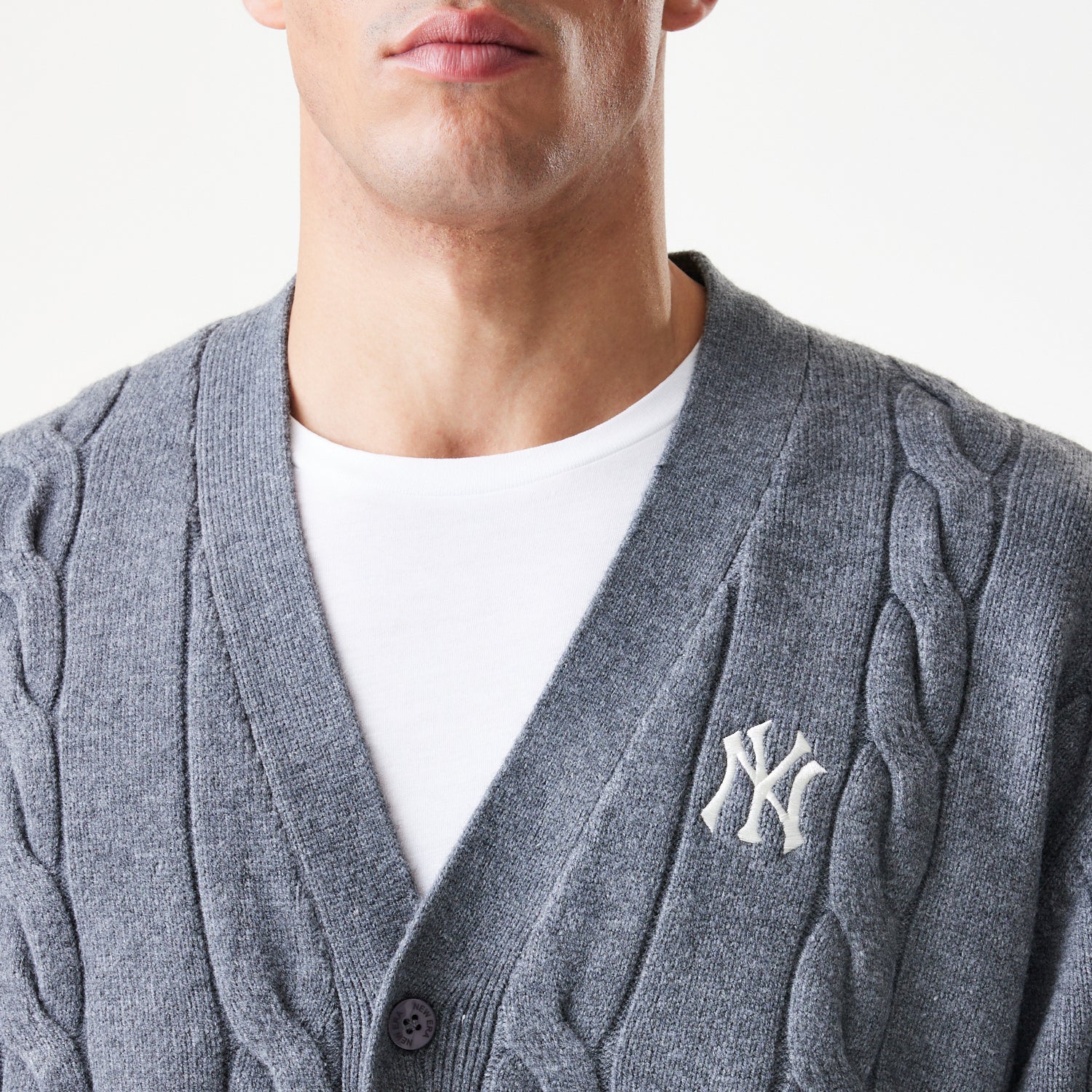 New Era - MLB KNIT Cardigan - New York Yankees - Grey - Headz Up 