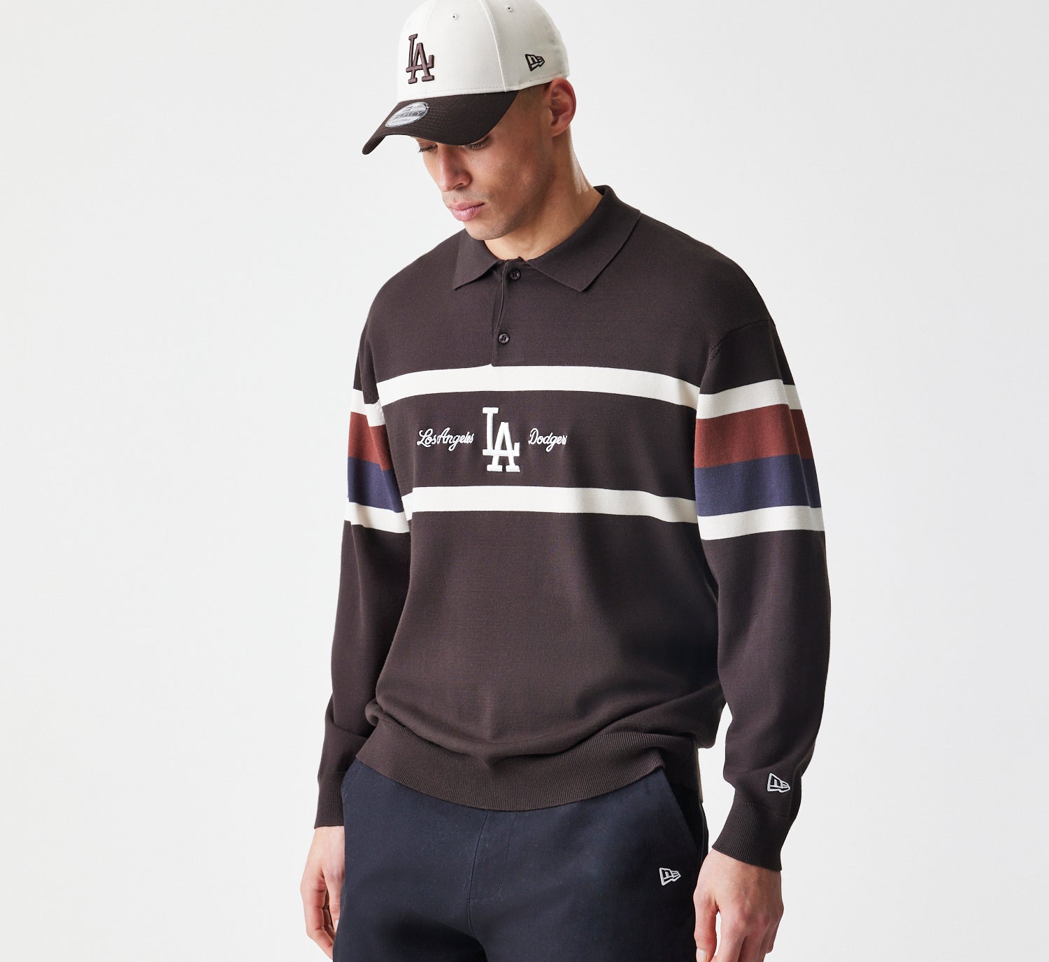 New Era - MLB KNIT RUGBY - Los Angeles Dodgers - Brown - Headz Up 