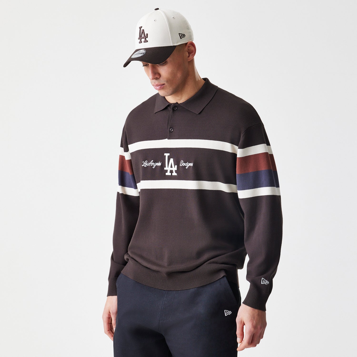 New Era - MLB KNIT RUGBY - Los Angeles Dodgers - Brown - Headz Up 