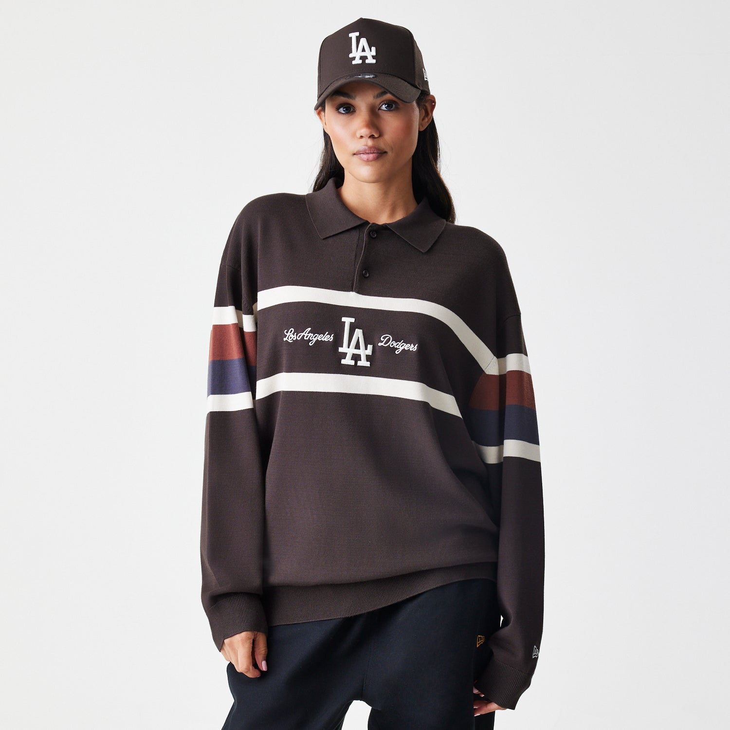 New Era - MLB KNIT RUGBY - Los Angeles Dodgers - Brown - Headz Up 