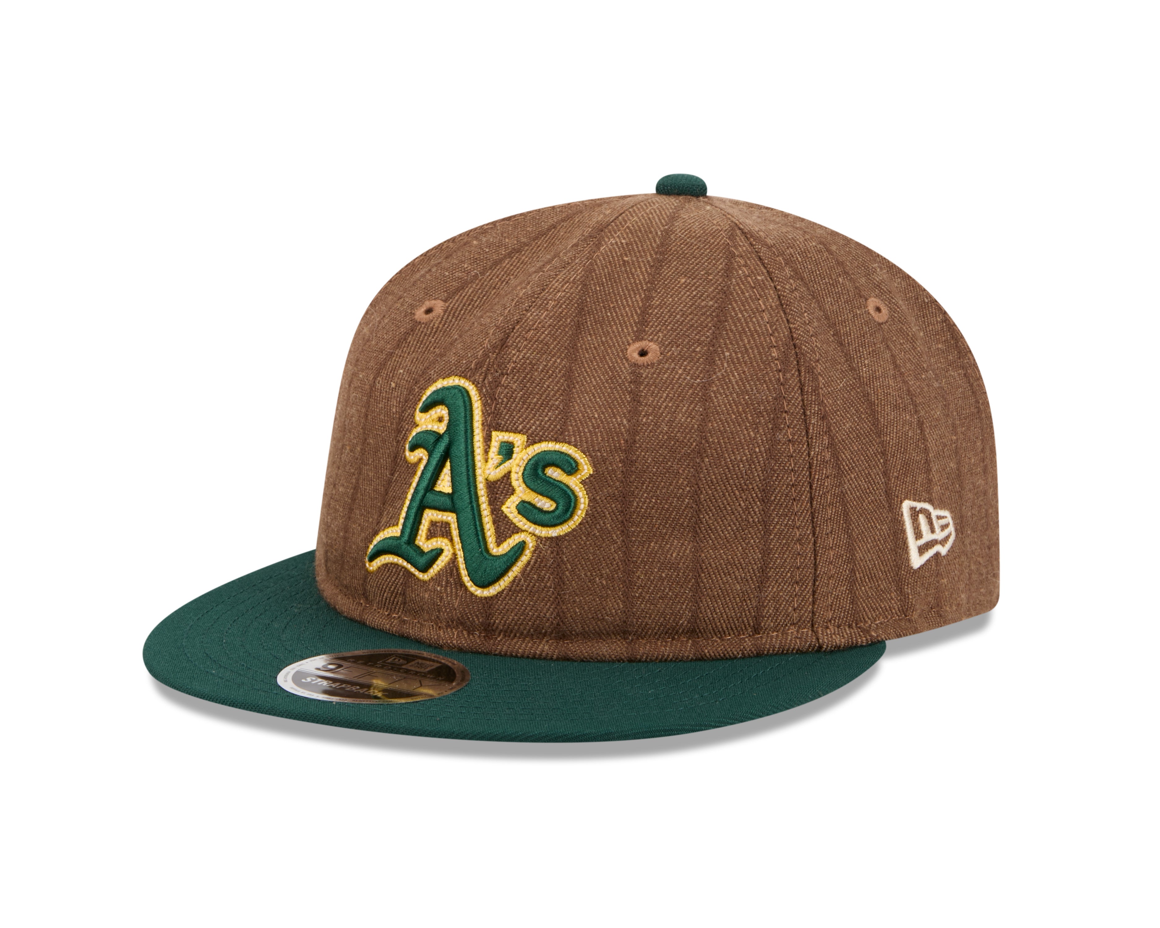 New Era - 9FIFTY Retro Crown - Oakland Athletics - WOOL PINSTRIPE - Brown - Headz Up 