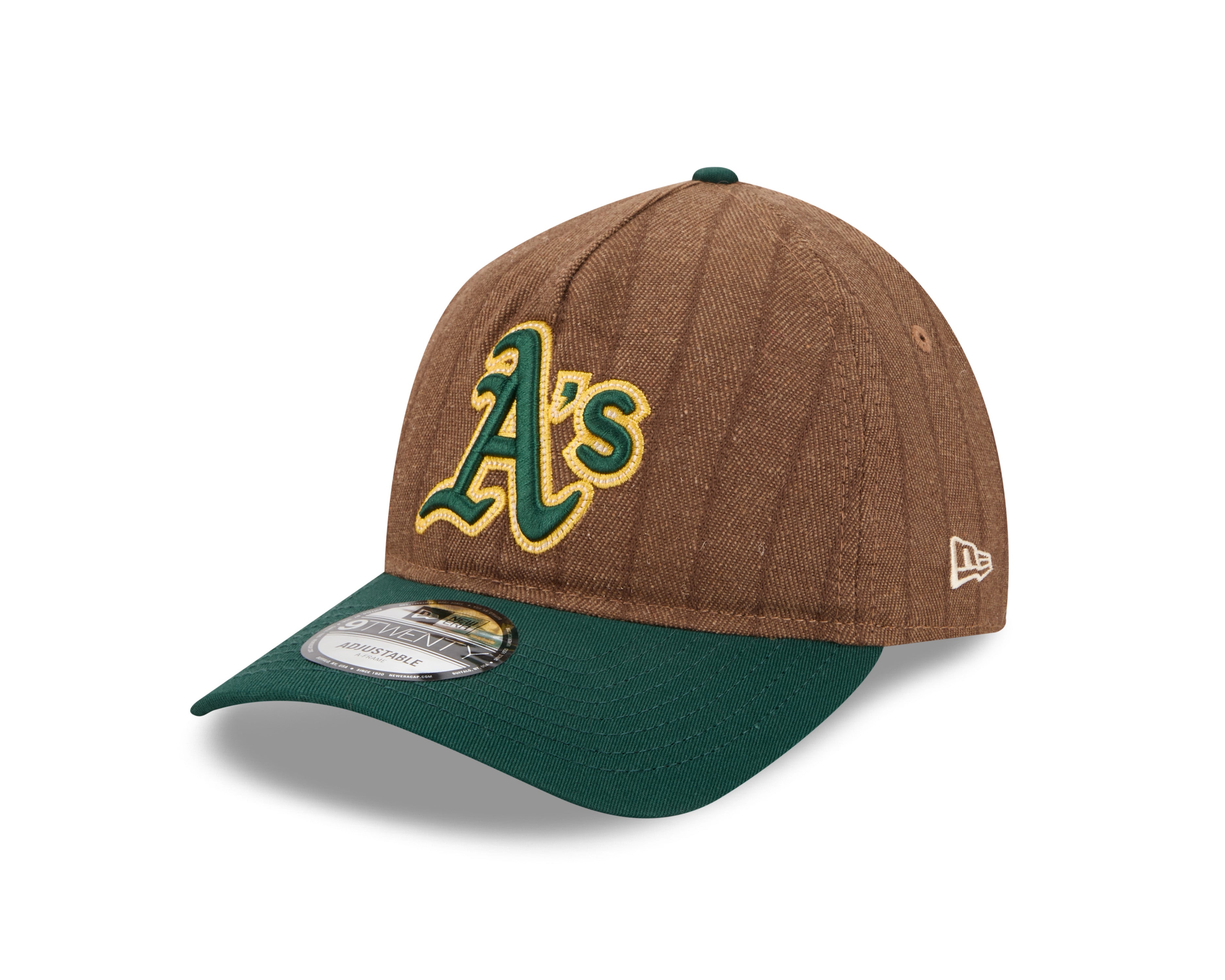 New Era - Oakland Athletics - 9TWENTY A-Frame - WOOL PINSTRIPE - Brown - Headz Up 