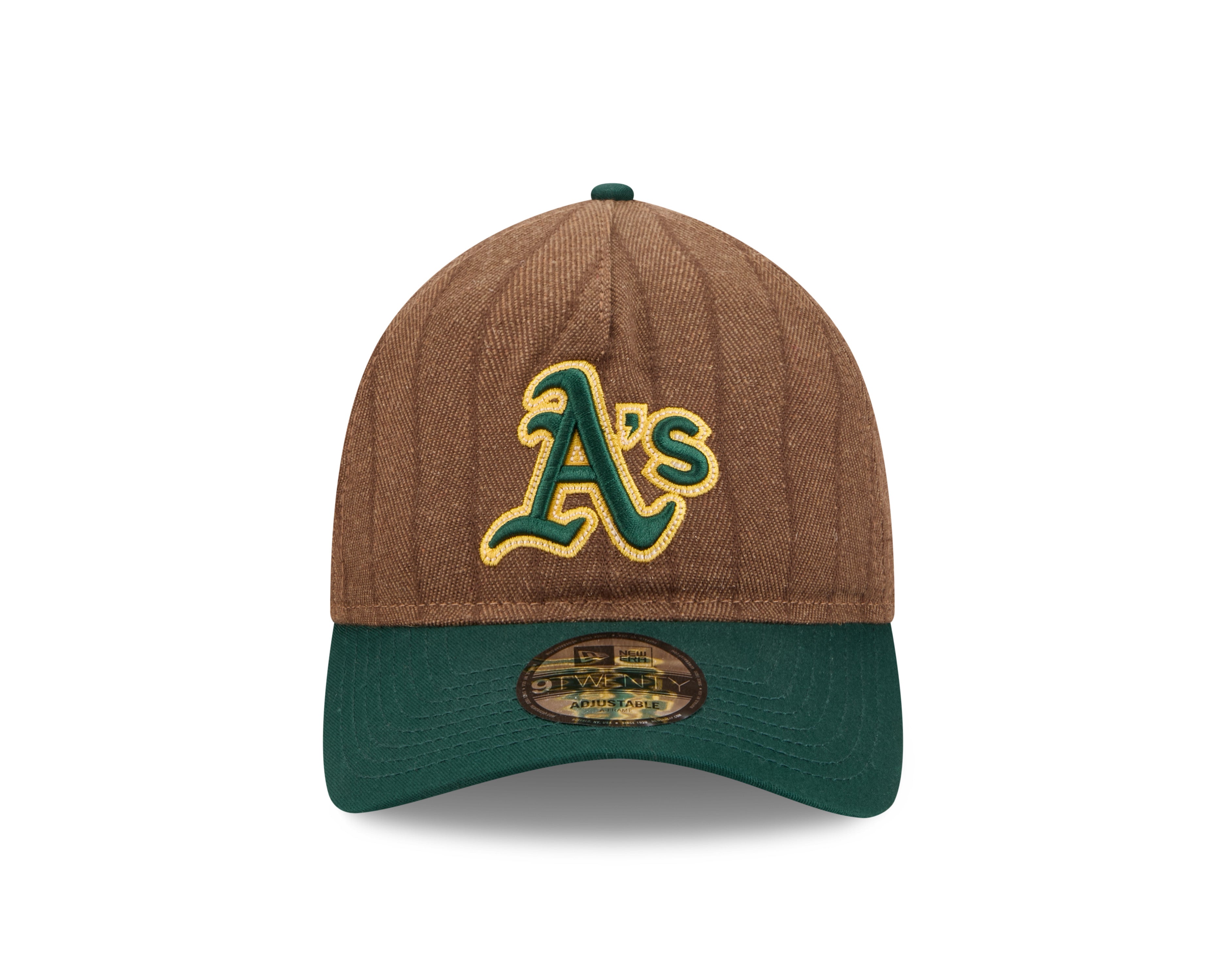 New Era - Oakland Athletics - 9TWENTY A-Frame - WOOL PINSTRIPE - Brown - Headz Up 