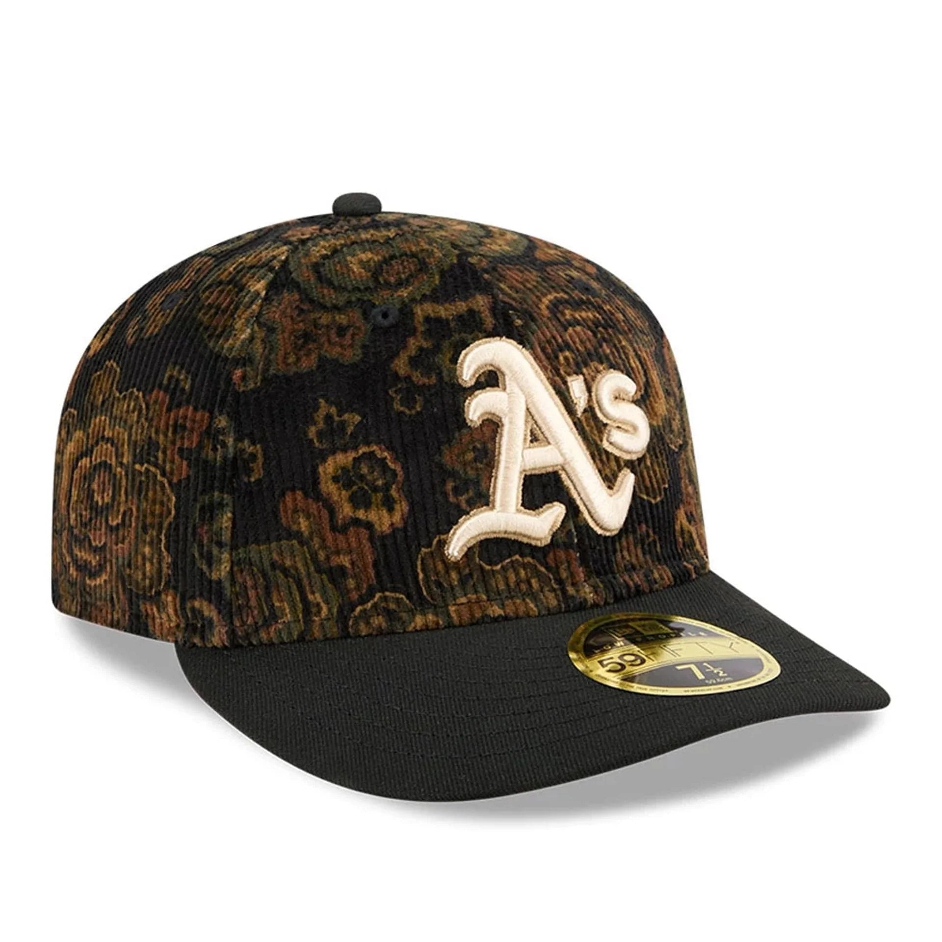 New Era - Oakland Athletics Three Looms x MLB Floral Cord Black Low Profile 59FIFTY Fitted Cap - Headz Up 