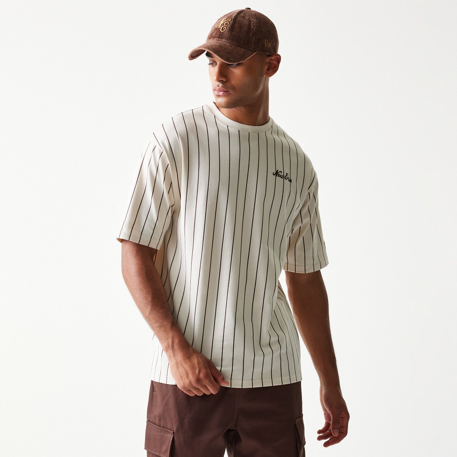 New Era - NE PINSTRIPE TEE - Light Beige - Headz Up 