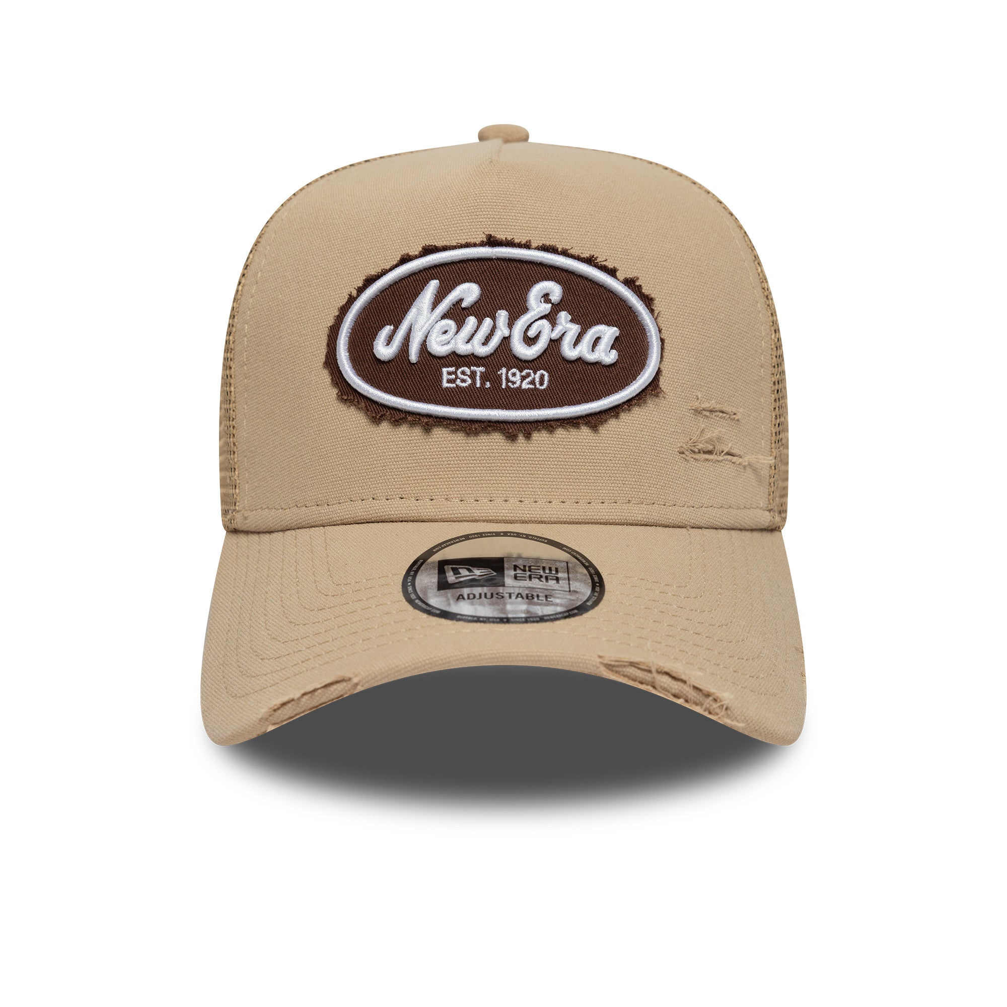 New Era - OVAL CANVAS DISTRESSED - Trucker Cap - Camel - Headz Up 