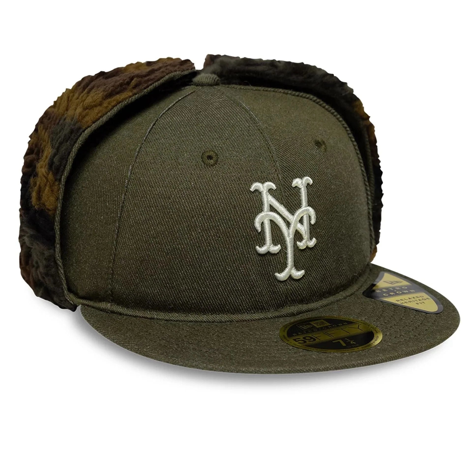New Era - 59FIFTY Fitted Cap - New York Mets - Camo Dog Ear - Olive - Headz Up 