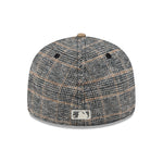 Grå og khaki New Era 59FIFTY cap med retro tweedkroner og Yankees-logo, stilfuld vintage baseballkasket.