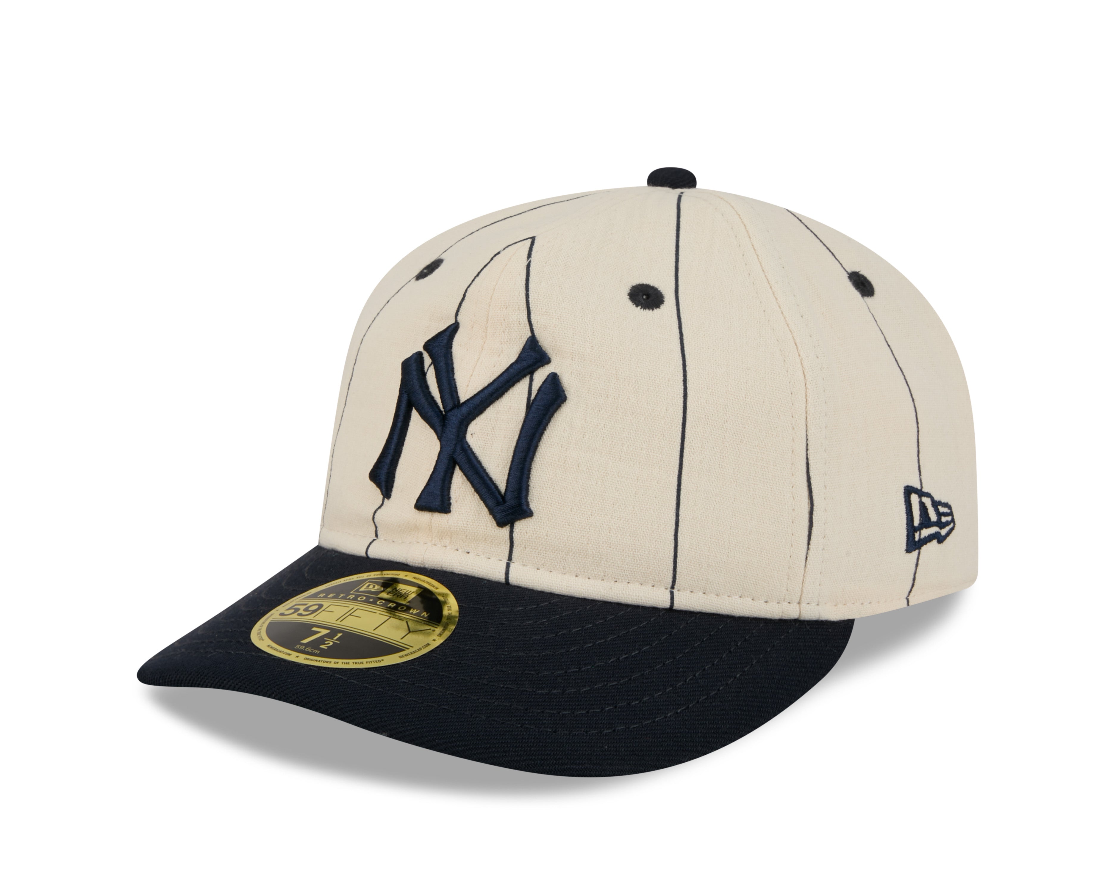 New Era - 59FIFTY  Retro Crown - LINEN - New York Yankees Cooperstown - Off White/Navy - Headz Up 