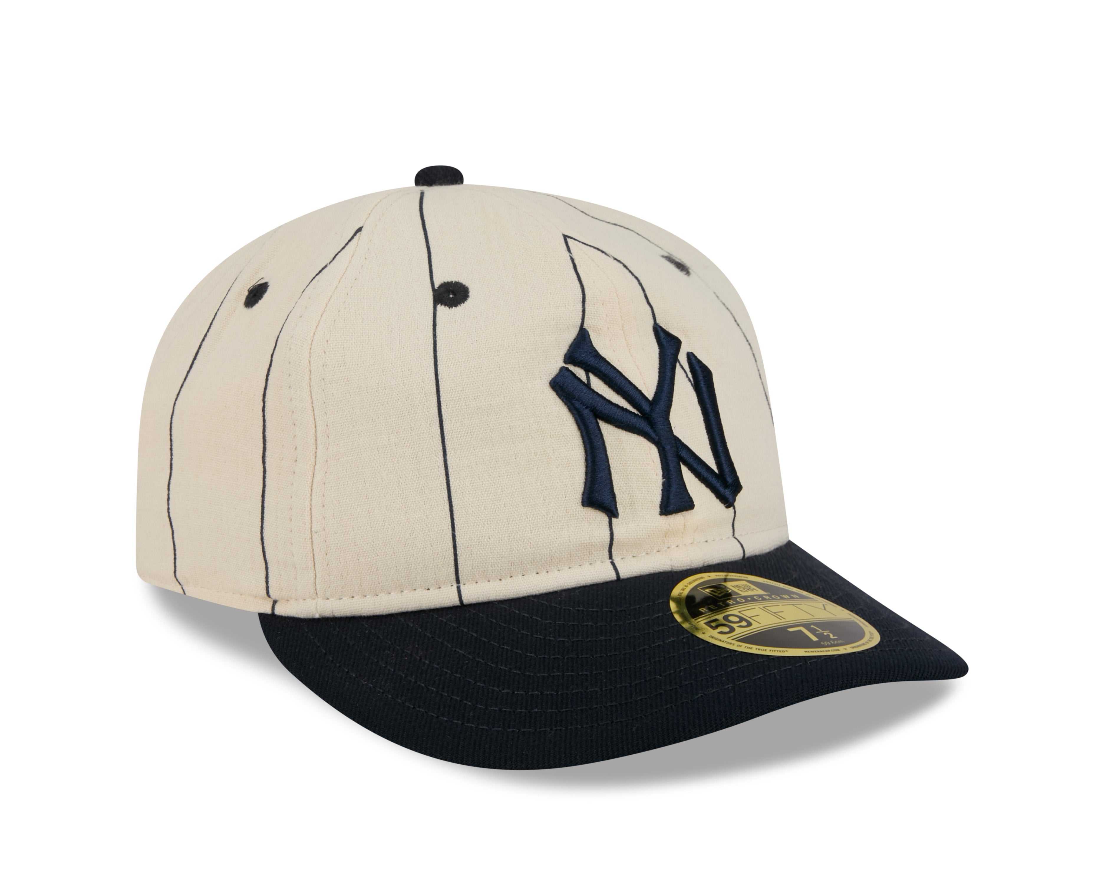 New Era - 59FIFTY  Retro Crown - LINEN - New York Yankees Cooperstown - Off White/Navy - Headz Up 