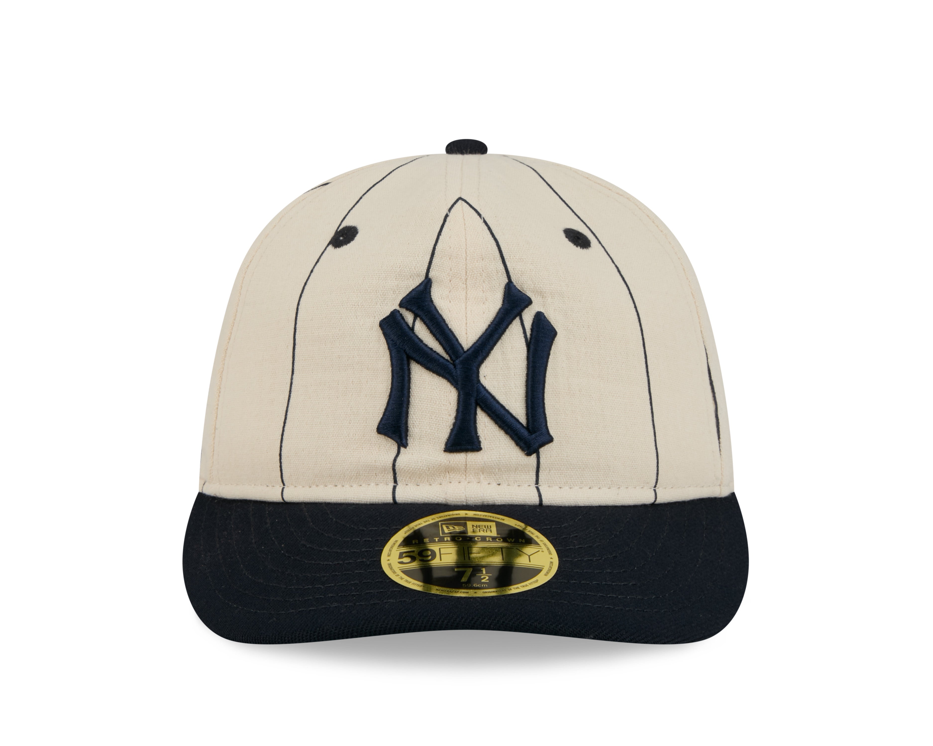 New Era - 59FIFTY  Retro Crown - LINEN - New York Yankees Cooperstown - Off White/Navy - Headz Up 