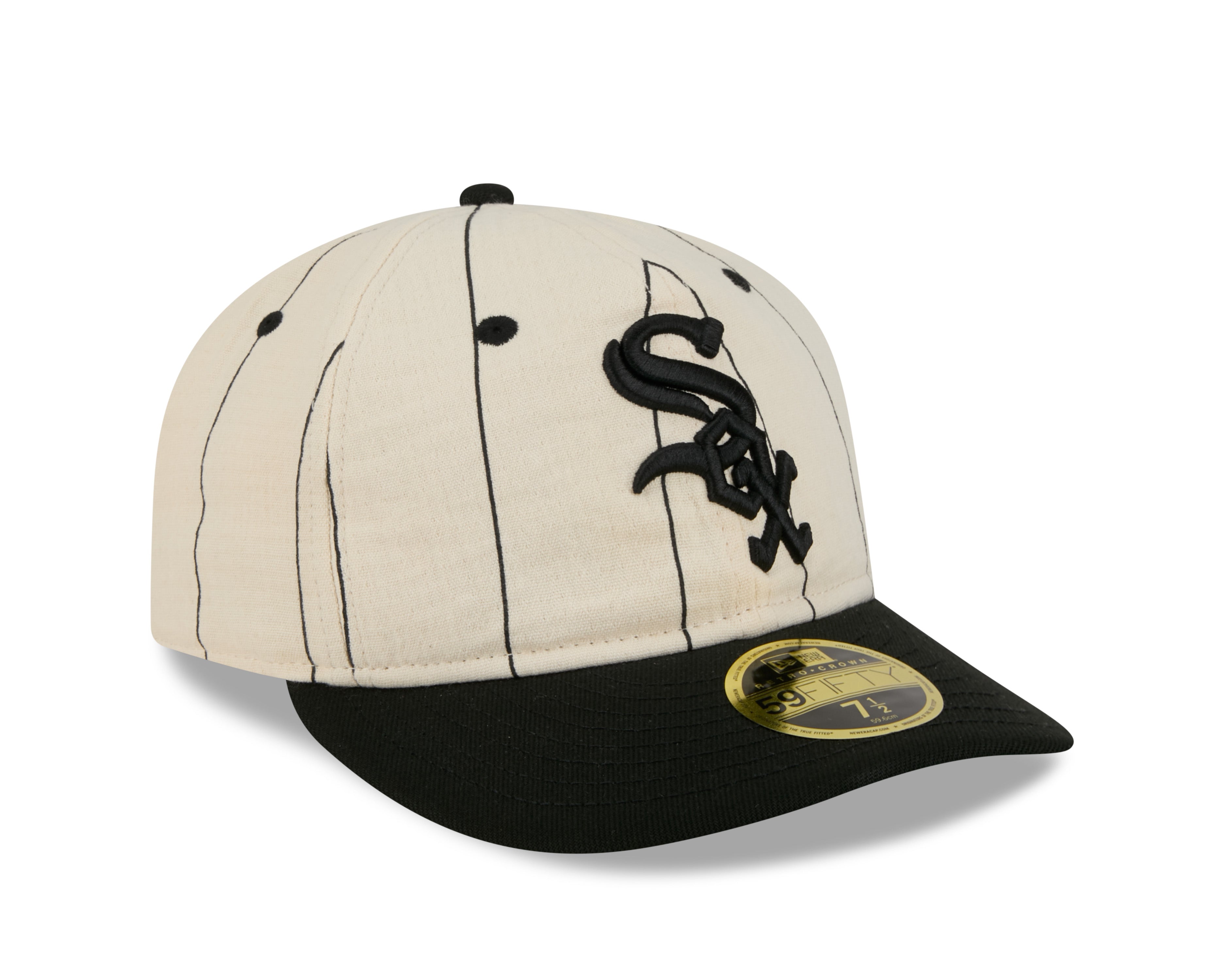 New Era - 59FIFTY  Retro Crown - LINEN - Chicago White Sox - Off White/Black - Headz Up 