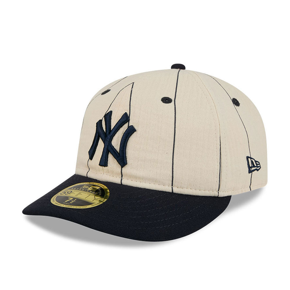 New Era - 59FIFTY  Retro Crown - LINEN - New York Yankees Original Logo - Off White/Navy - Headz Up 