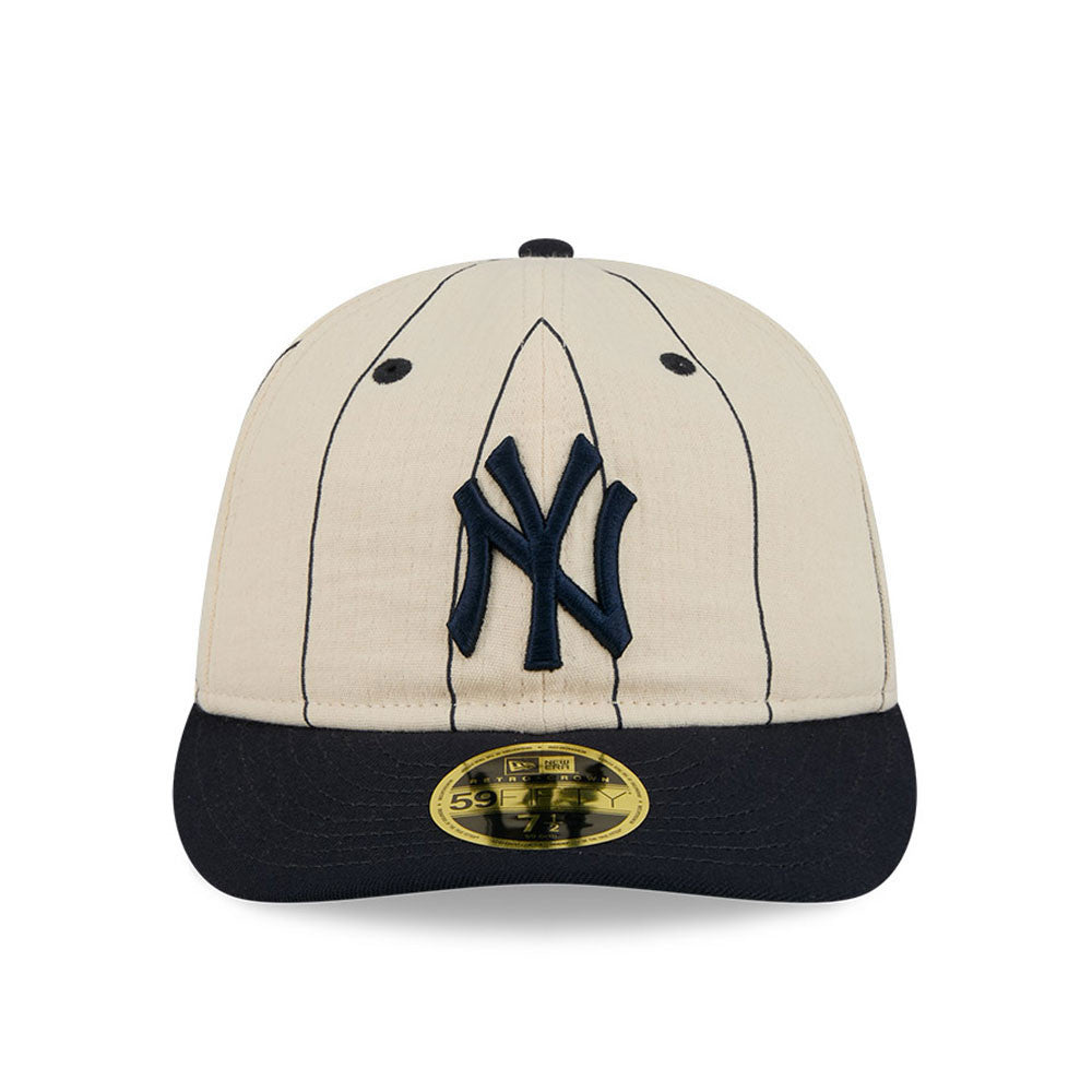 New Era - 59FIFTY  Retro Crown - LINEN - New York Yankees Original Logo - Off White/Navy - Headz Up 