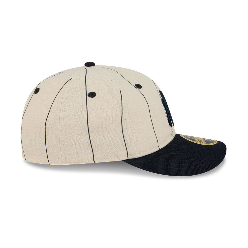 New Era - 59FIFTY  Retro Crown - LINEN - New York Yankees Original Logo - Off White/Navy - Headz Up 