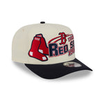 New Era 9FIFTY A-Frame snapback cap med Boston Red Sox logo i chrome og navy farver, klassisk baseball cap design.
