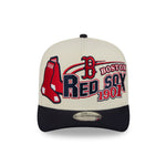 New Era 9FIFTY A-Frame Snapback cap med Boston Red Sox logo i chrome og navy farver, sporty og stilfuldt tilbehør.