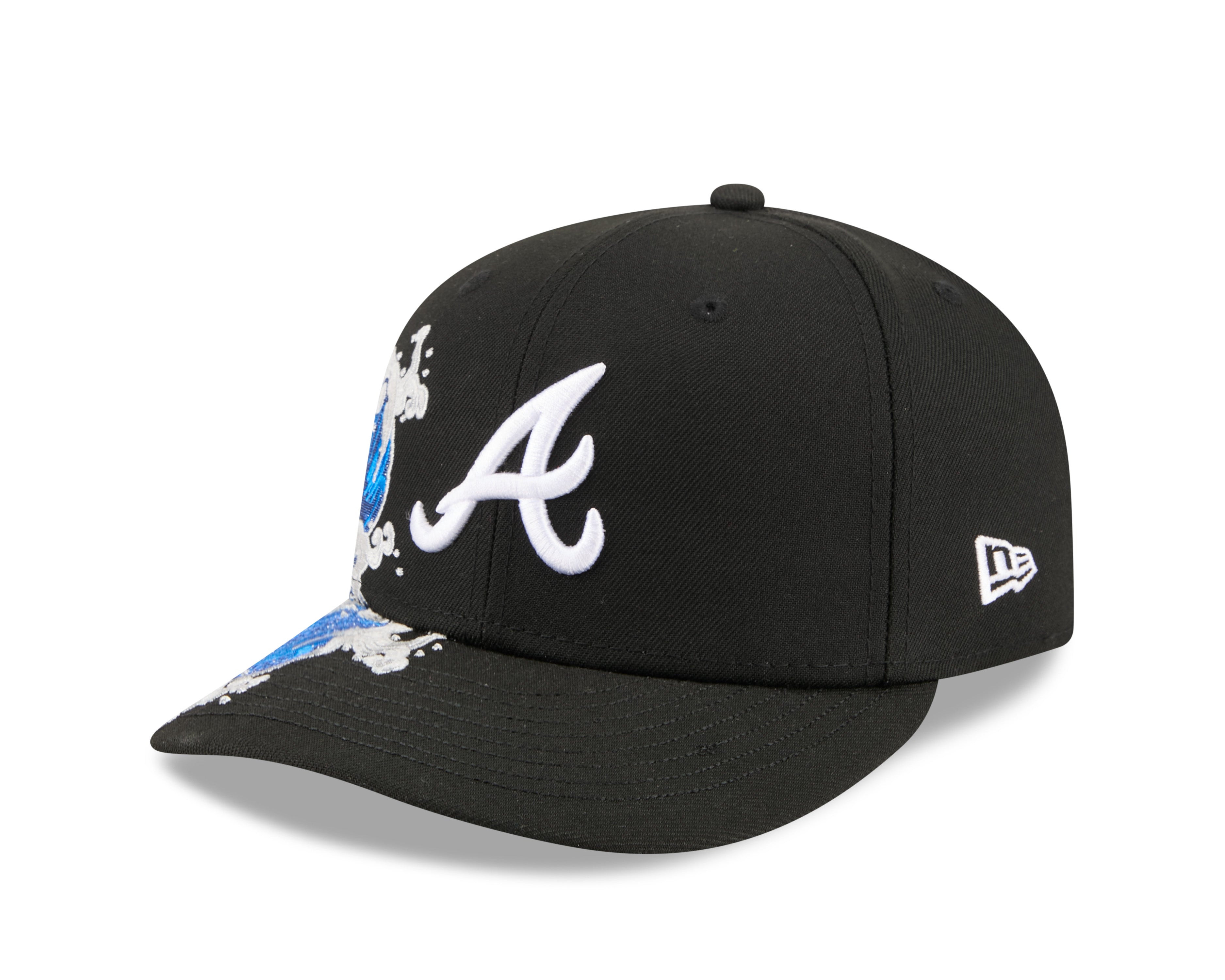 Sort New Era 59FIFTY fitted Atlanta Braves baseball cap med visurf design, blød tekstur og justerbar pasform