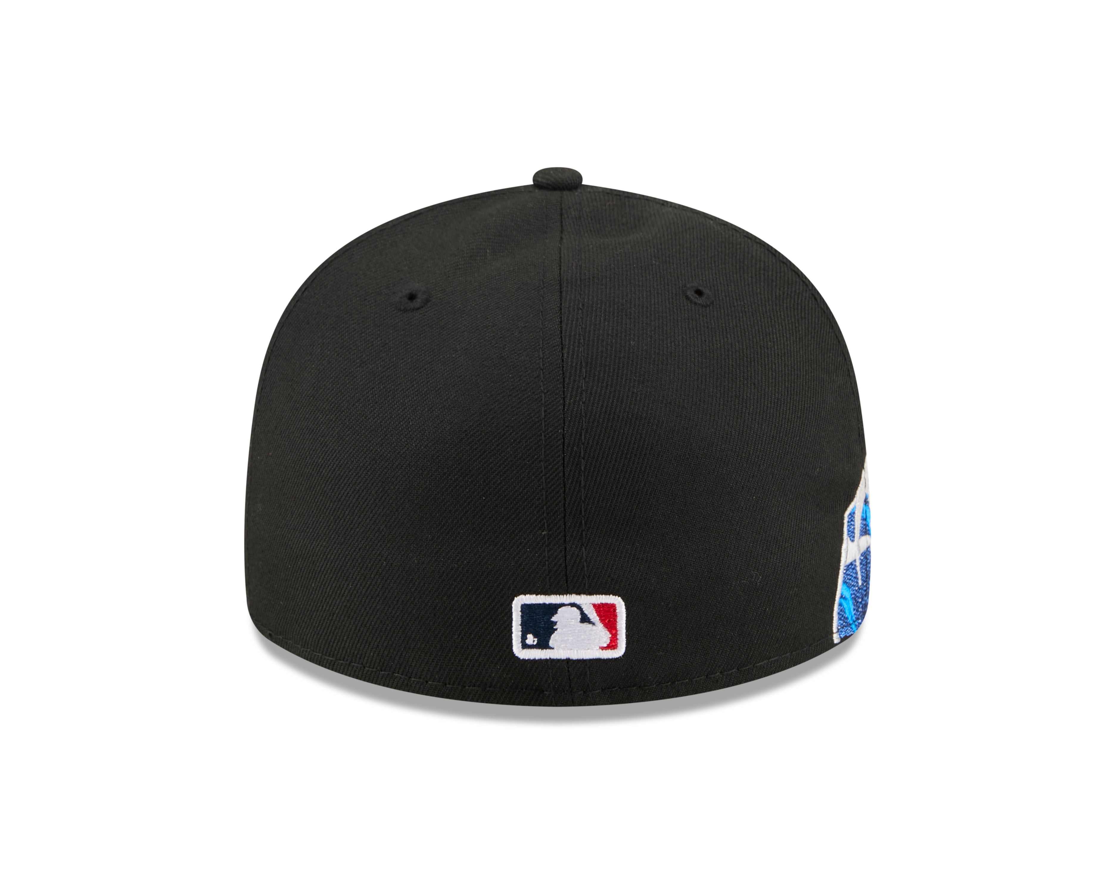 Sort New Era 59FIFTY fitted baseballkasket med Atlanta Braves logo og VISSURF design, foran set og justerbar pasform
