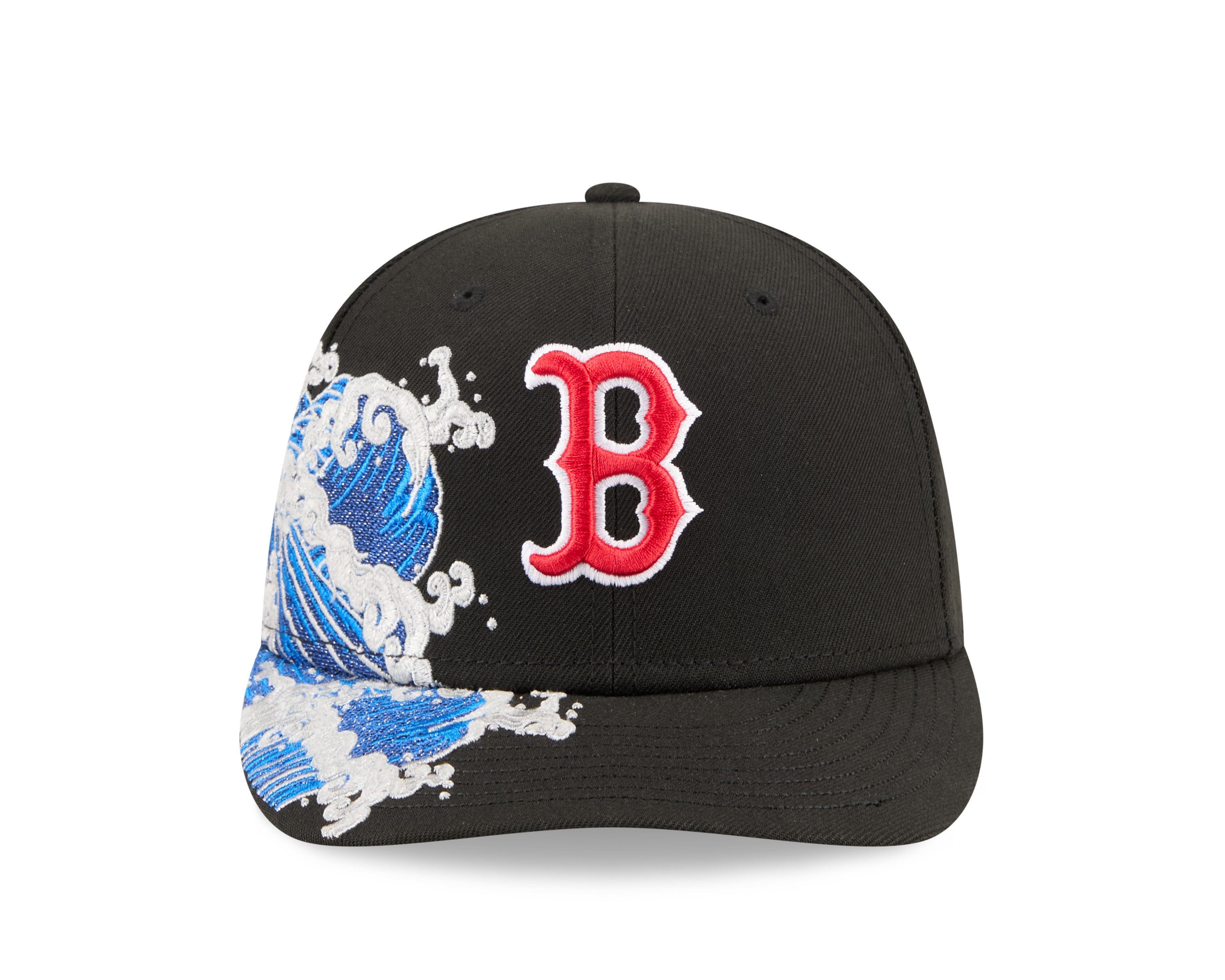Sort New Era 59FIFTY Fitted Cap med Boston Red Sox logo, visir og flat top, perfekt til fans og samlere