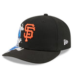 Sort New Era 59FIFTY Fitted Cap med San Francisco Giants logo, visning af capets front og flat top.