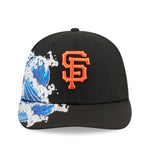 Sort New Era 59FIFTY fitted cap med San Francisco Giants logo, vises fra front med flat visir og sort farve.