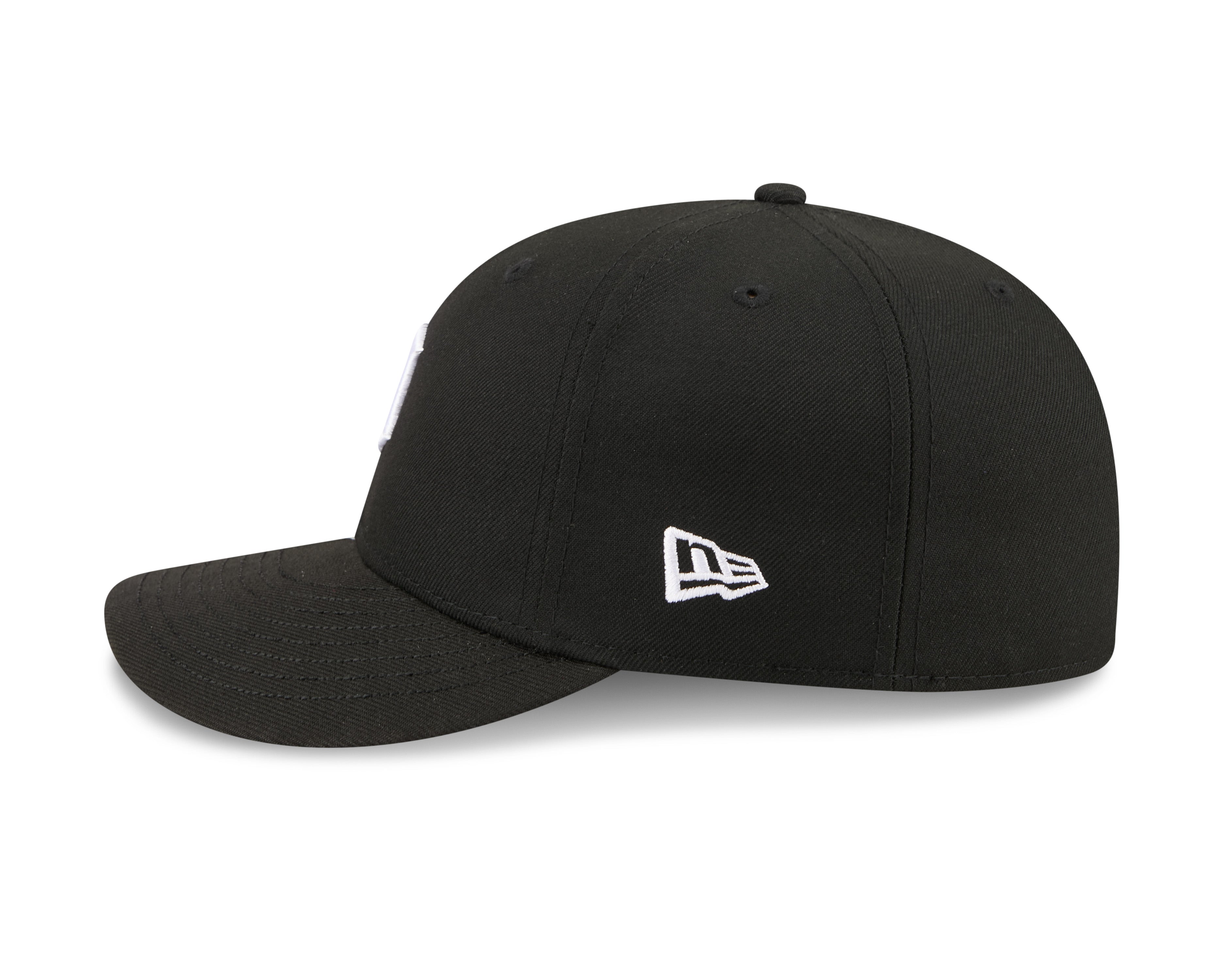 Sort New Era 59FIFTY fitted baseball cap med Detroit Tigers logo, visning af venstre side.