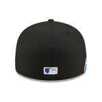 Sort New Era 59FIFTY Fitted Cap med Kansas Royals logo, VISSURF-design, foran set, detaljeret visning.