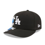 Sort New Era 59FIFTY fitted cap med Los Angeles Dodgers logo, vises fra front med VISSURF-design.