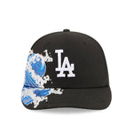 Sort New Era 59FIFTY fitted cap med Los Angeles Dodgers logo, VISSURF design, tæt pasform og komfortabel pasform.