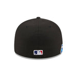 Sort New Era 59FIFTY fitted cap med Los Angeles Dodgers logo, synlig foran, i VISSURF-material.