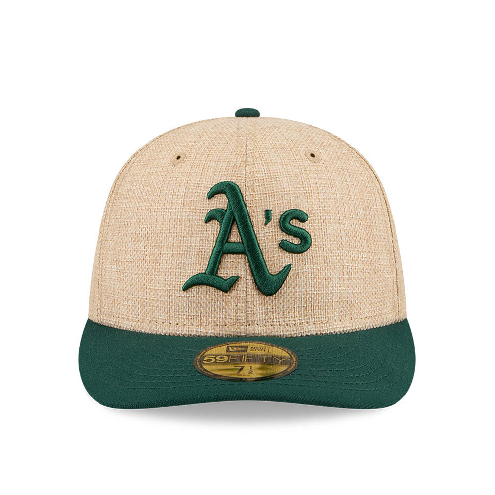 New Era 59FIFTY fitted cap med Oakland Athletics logo i twine-material, sportstil og høj pasform.