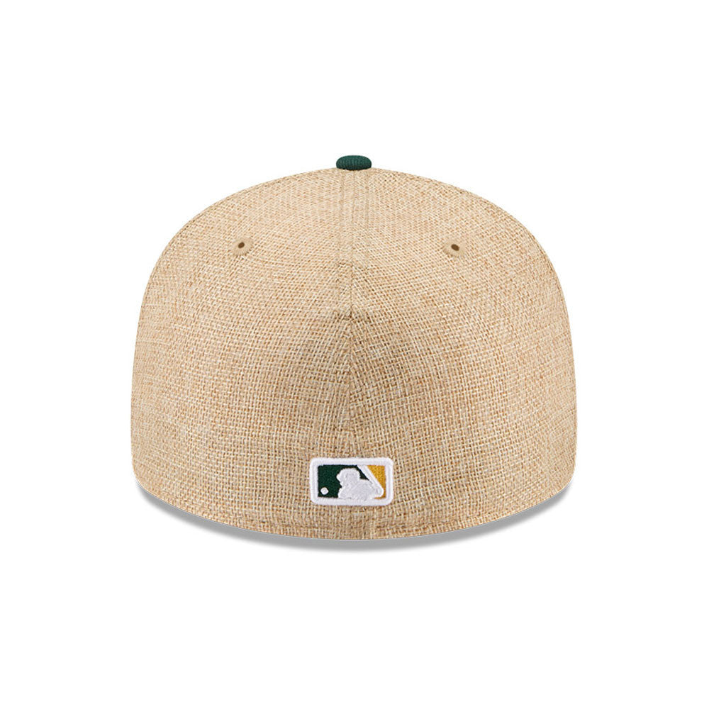 Sort New Era 59FIFTY fitted kasket med Oakland Athletics logo i twine-materialet, afslappet sportstil.