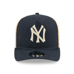 New Era New York Yankees 9FIFTY A-Frame cap i grynet stof med justerbar rem, sort og hvid design.