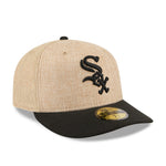 New Era 59FIFTY fitted cap med Chicago White Sox logo og twine-design, sort og hvid med justerbart fit.