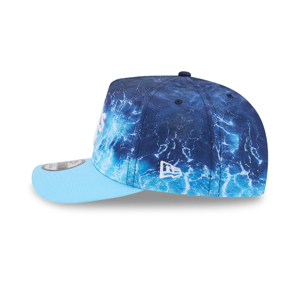 New Era Oakland Athletics 9FIFTY A-Frame snapback cap i pastel blå med MLB Deep Water design, synlig foran.