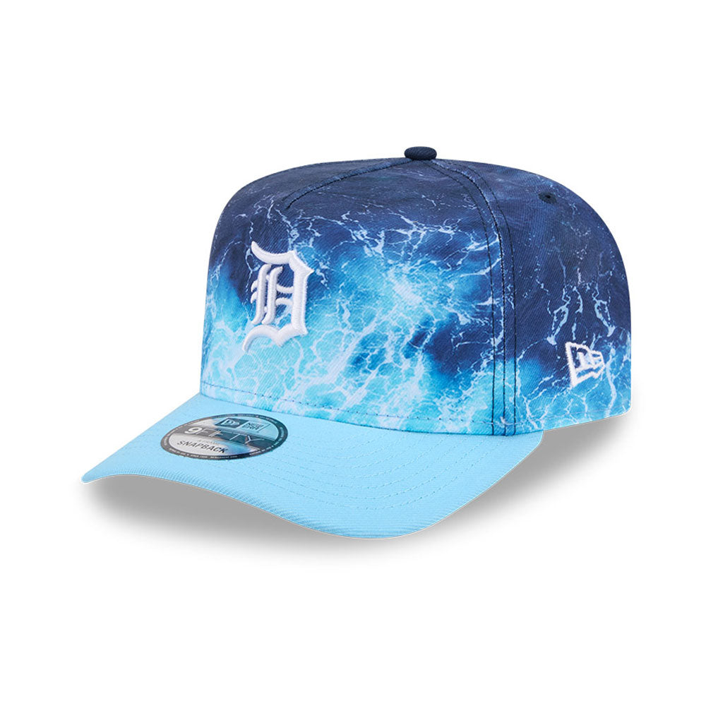 New Era Detroit Tigers 9FIFTY A-Frame Snapback cap i pastel blå med MLB Deep Water design, justeret til fans.