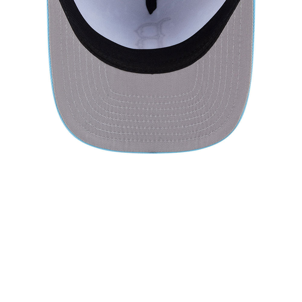 New Era Boston Red Sox 9FIFTY A-Frame snapback cap i pastel blå med MLB Deep Water design, synlig foran på capen
