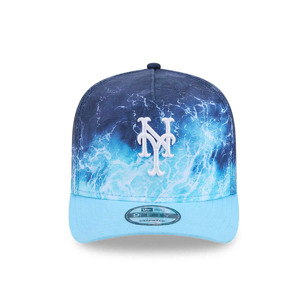 New Era New York Mets 9FIFTY A-Frame snapback cap i pastel blå med MLB Deep Water design, flot og stilfuldt hovedbeklædning