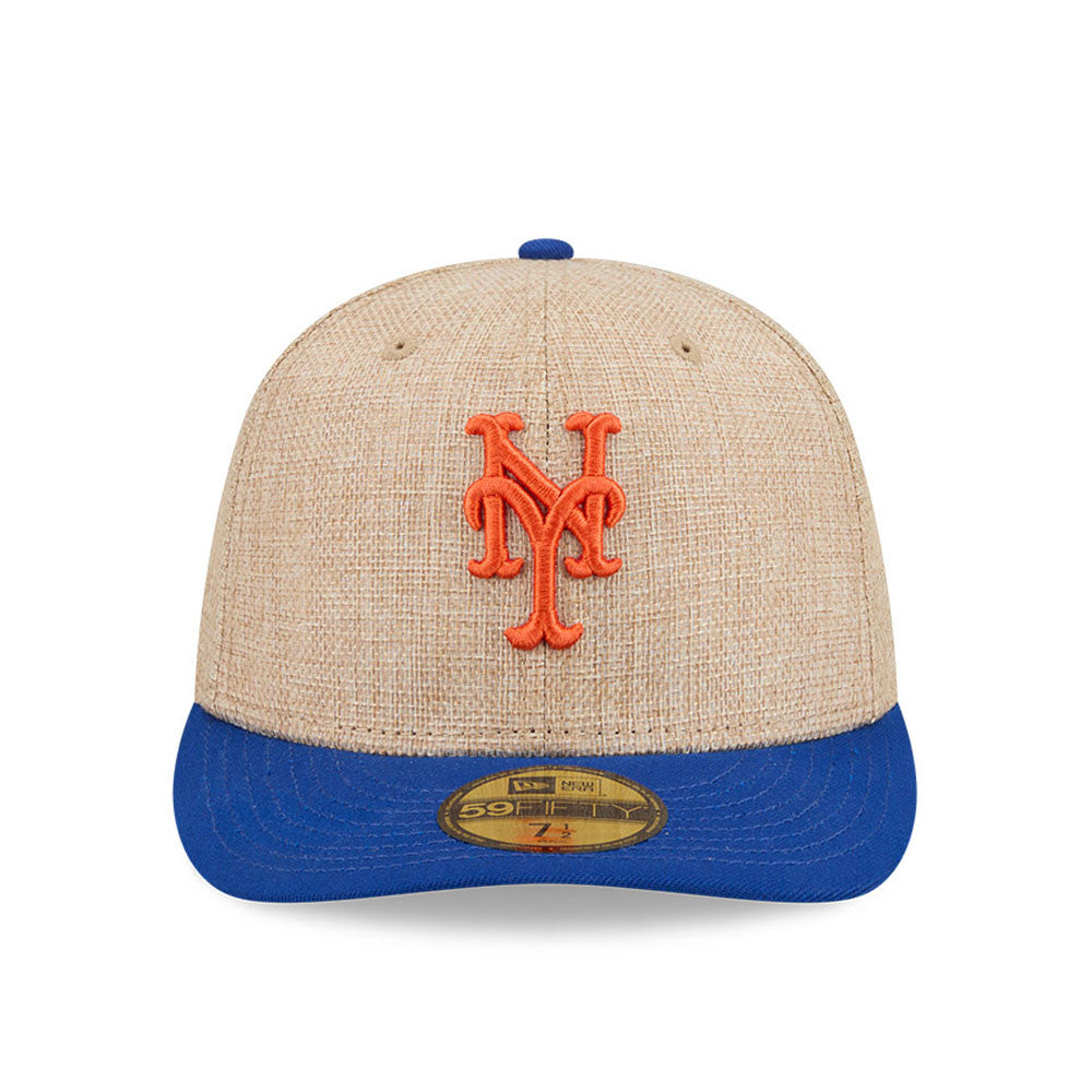 New Era 59FIFTY fitted cap med Mets-logo i twine-material, sort og blå farve, sports- og baseballstil.