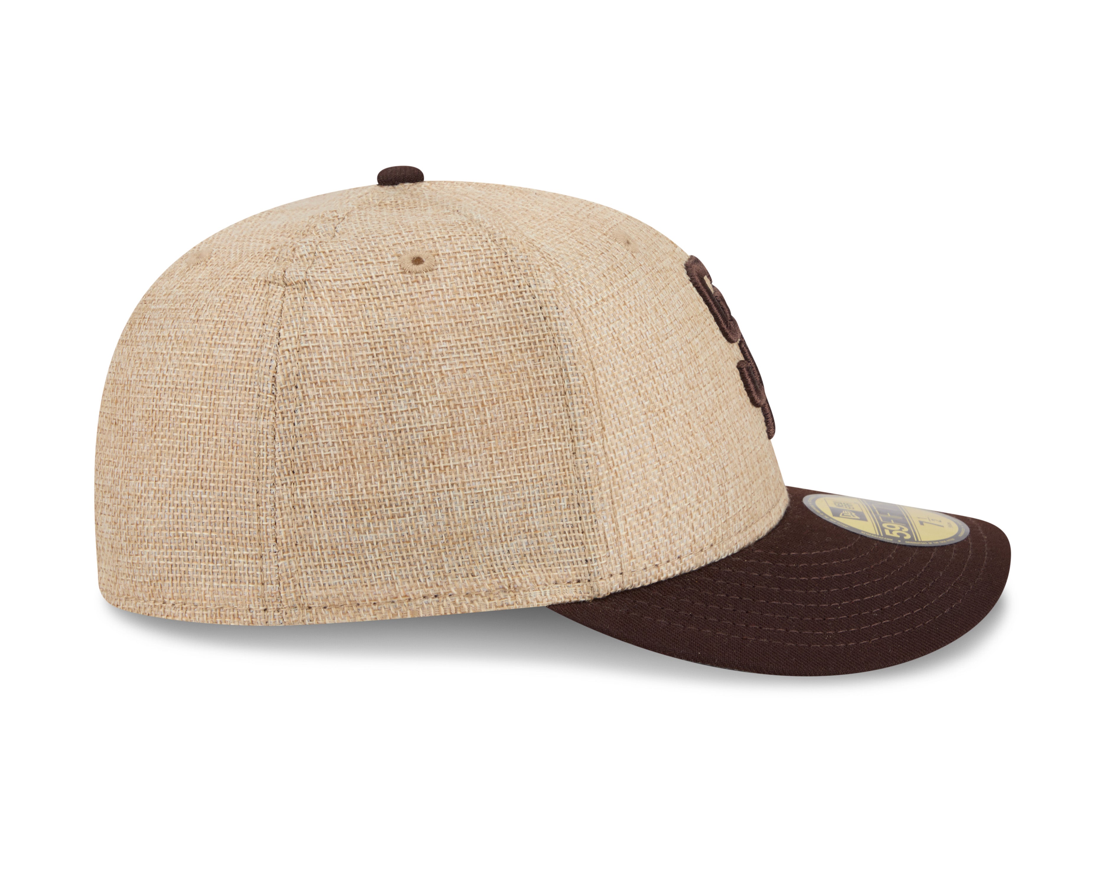 New Era 59FIFTY fitted cap i TWINE med San Diego Padres logo, vises fra højre side.