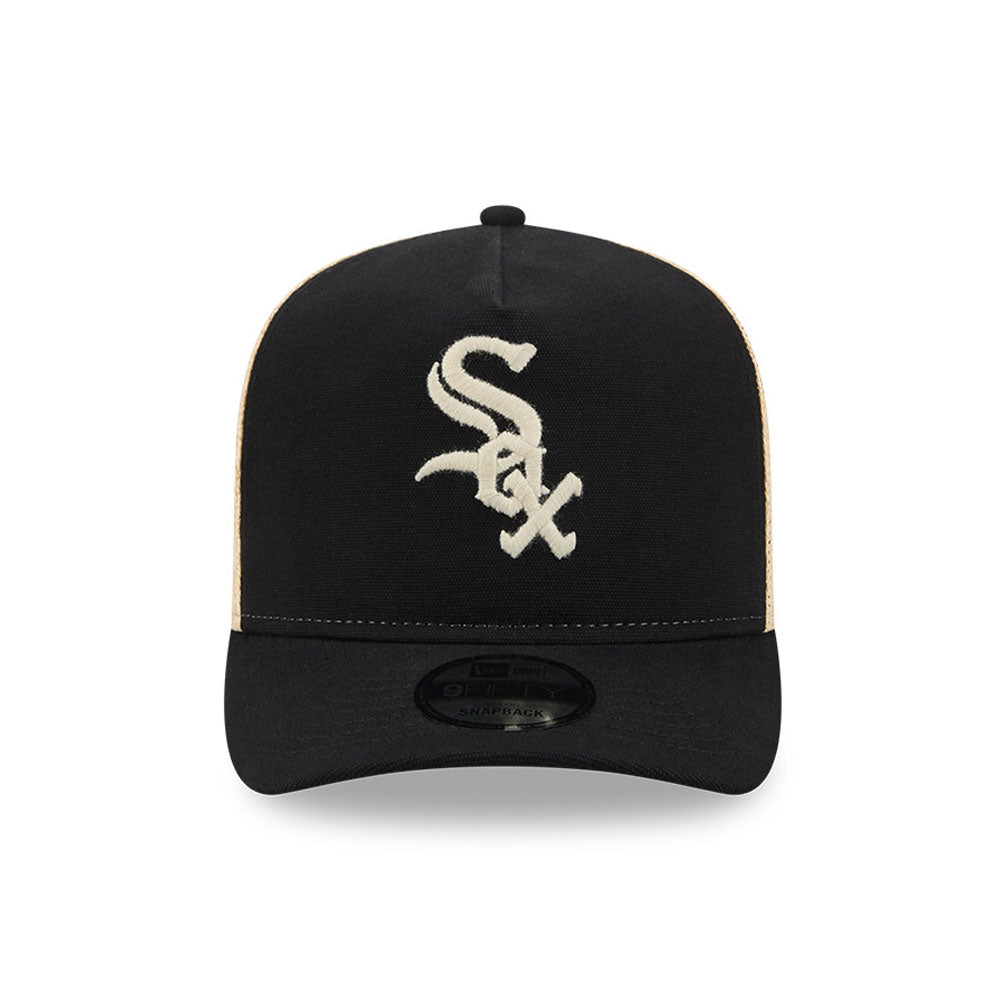 New Era Chicago White Sox 9FIFTY A-Frame kasket i grået med logo, justerbar snapback, sporty baseball cap.