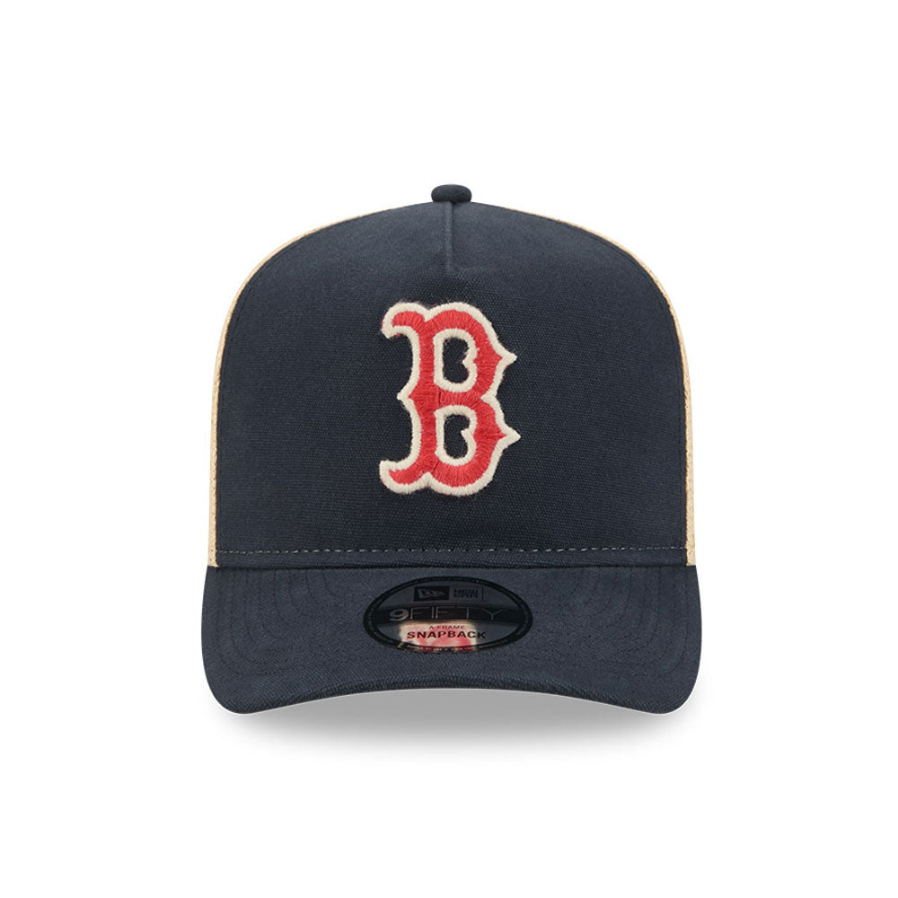 New Era Boston Red Sox 9FIFTY A-Frame grånet cap med logo, justeret pasform og flat visir, til fans og sportsentusiaster