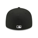 Sort New Era 59FIFTY fitted kasket med Mets logo og ørn-design, perfekt til baseballfans.
