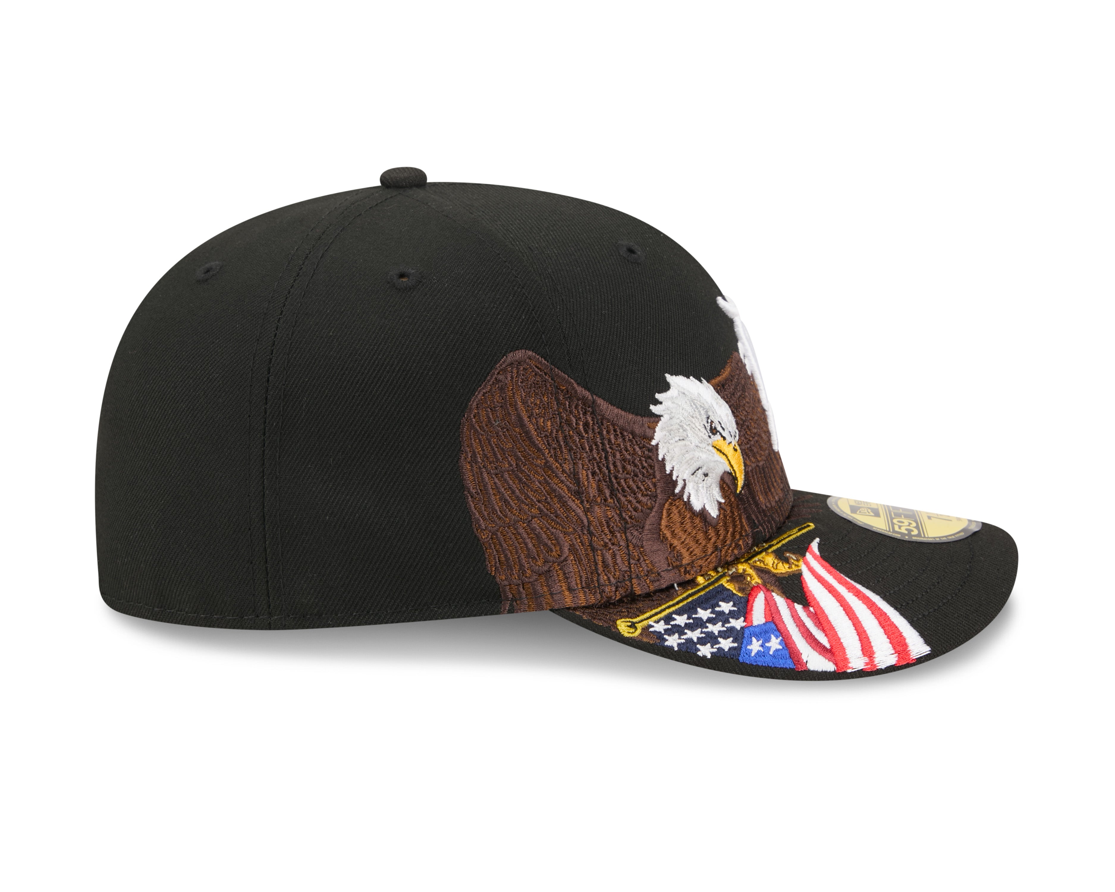 Sort New Era 59FIFTY fitted baseball cap med Detroit Tigers logo og Eagle-embossing set fra siden