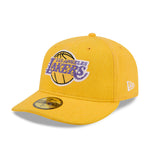 New Era 59FIFTY fitted cap til LA Lakers i gult, Hardwood Classic design, sports-hat med flat top og justerbar pasform