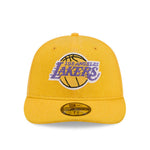 Dækkesag med gul New Era 59FIFTY Fitted Cap til LA Lakers, Hardwood Classic, foran set i klar visning